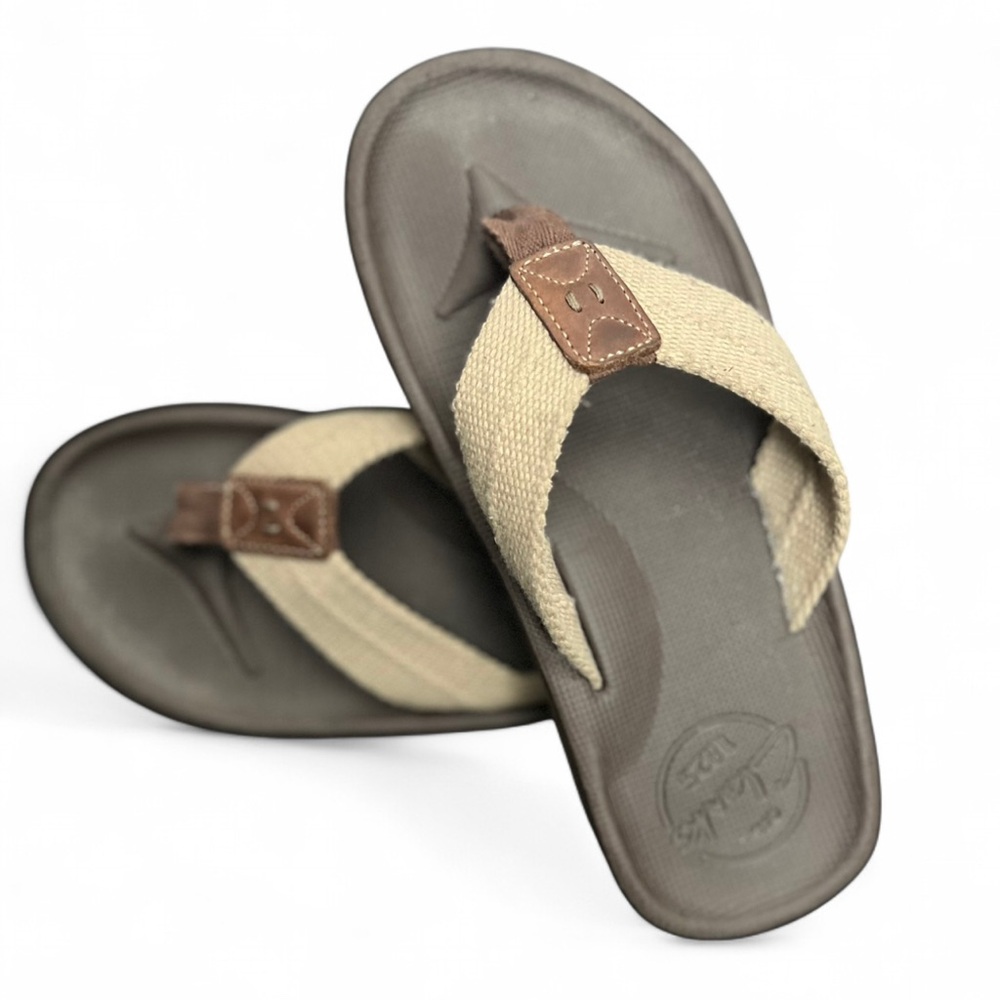 Beige and Brown Flip Flops